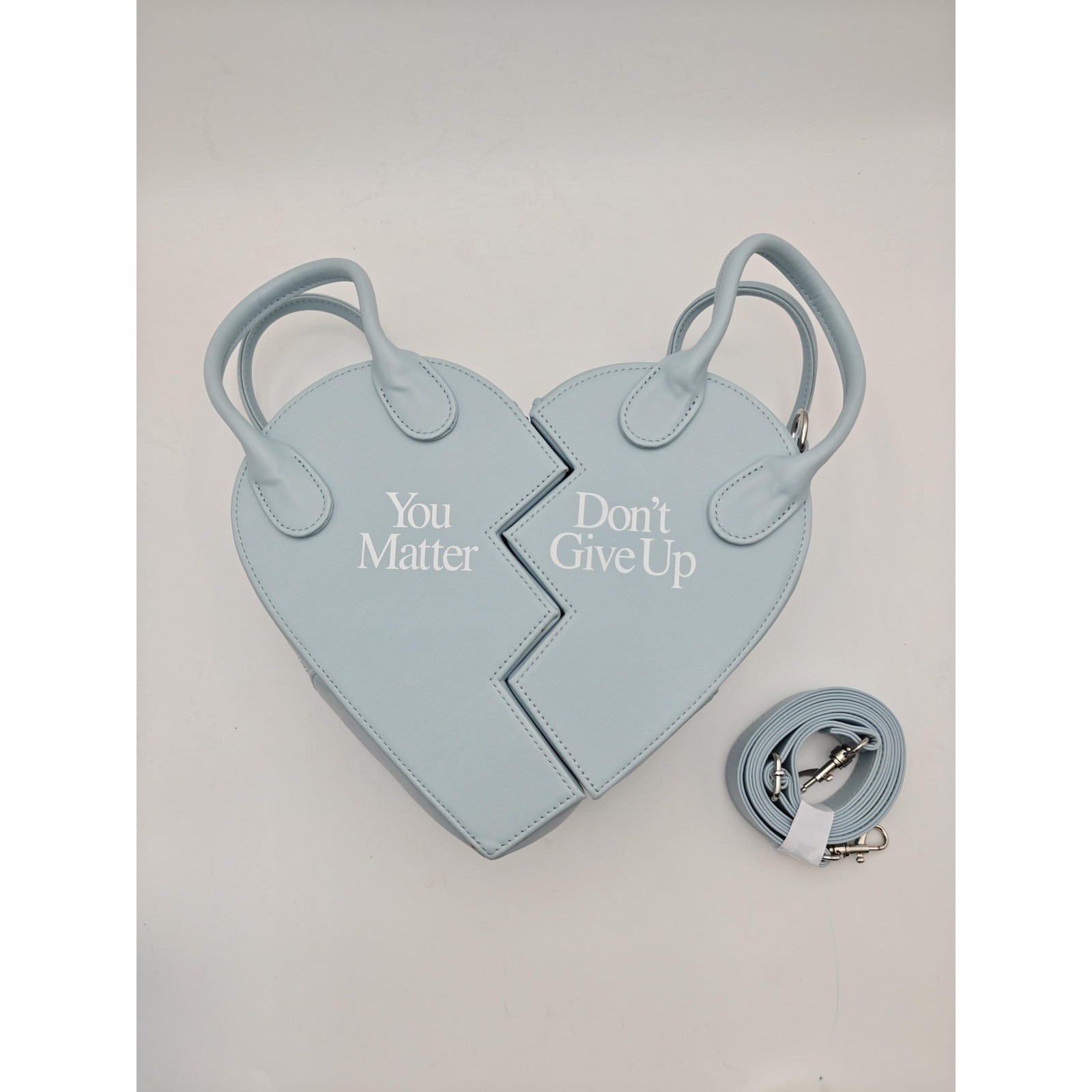 Praying Heart Satchel Bag Womens Small Blue You Matter Don't Give Up Crossbody — image 3 of 7
